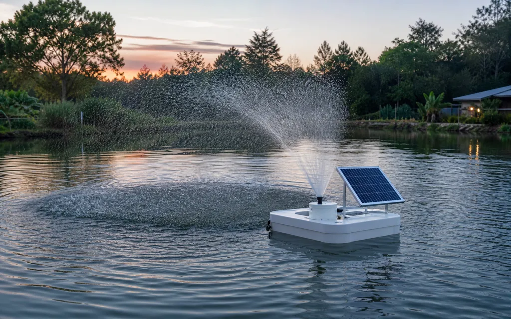 1HP solar aerator for a 2-acre fish pond